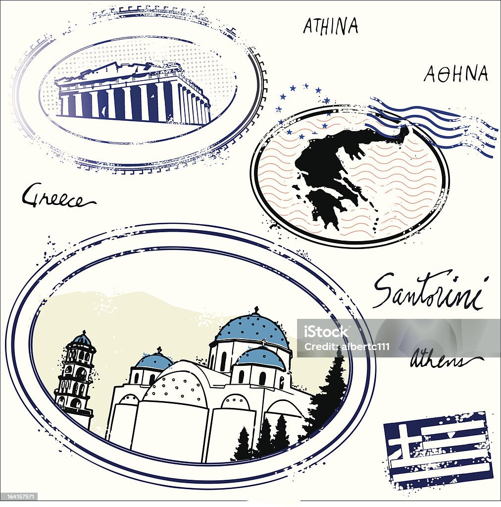 El Greccos - Lizenzfrei Insel Santorin Vektorgrafik