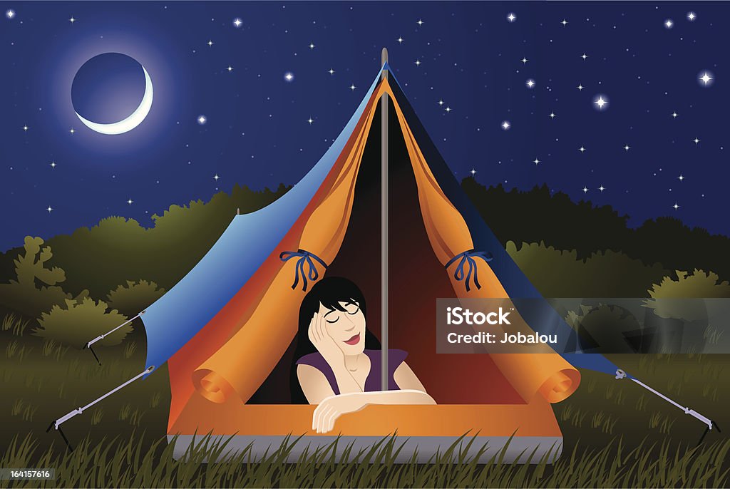 Quiet Night Tent A vectorial illustration about a quiet and pacific night at the camping One Woman Only stock vector