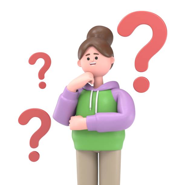 istock 3D illustration of Asian girl Renae doubts and questioning everything,by some question mark. 3D rendering on white background. 1641578084