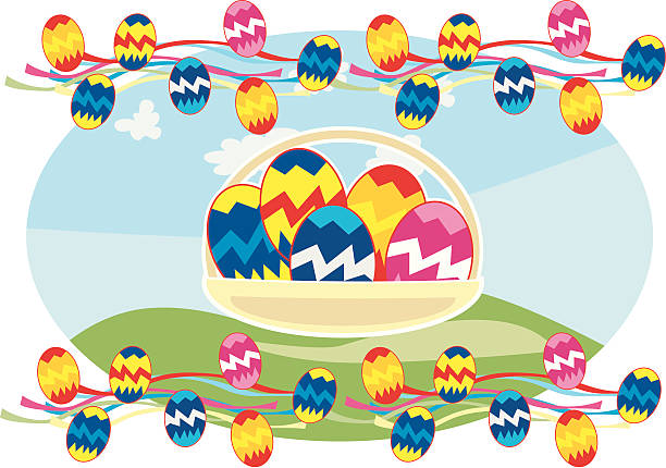 Uova di Pasqua cesto - illustrazione arte vettoriale