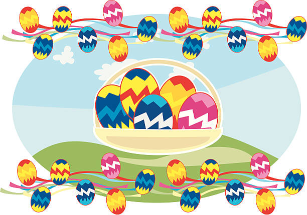 부활제 에그스 바스켓 벡터 아트 일러스트