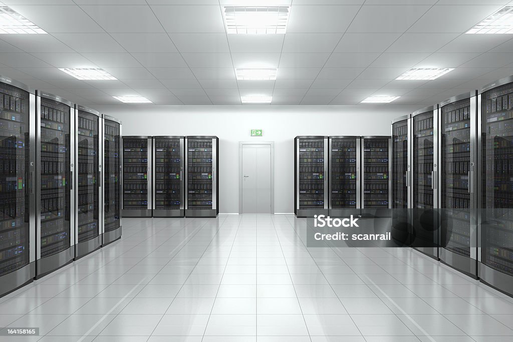 Server room in datacenter See also: Network Server Stock Photo