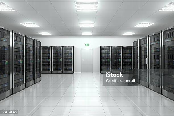Server Room In Datacenter Stock Photo - Download Image Now - Network Server, In A Row, No People