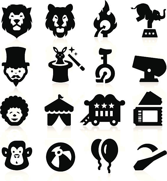 ilustraciones, imágenes clip art, dibujos animados e iconos de stock de iconos de circo - juggling silhouette performer performance