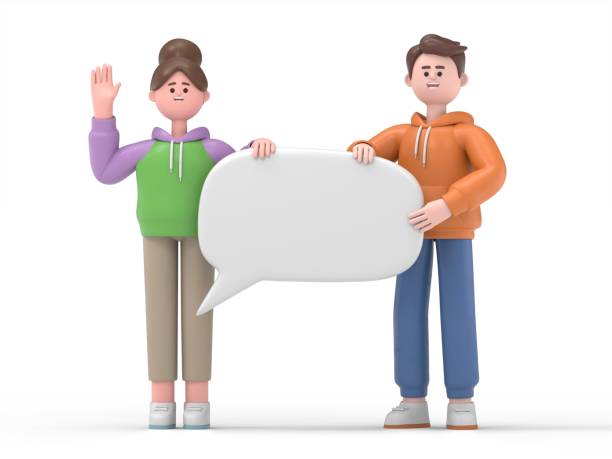 istock 3D illustration of affectionate couple,  social networks, chat, dialogue speech bubbles. 3D rendering on white background. 1641585435