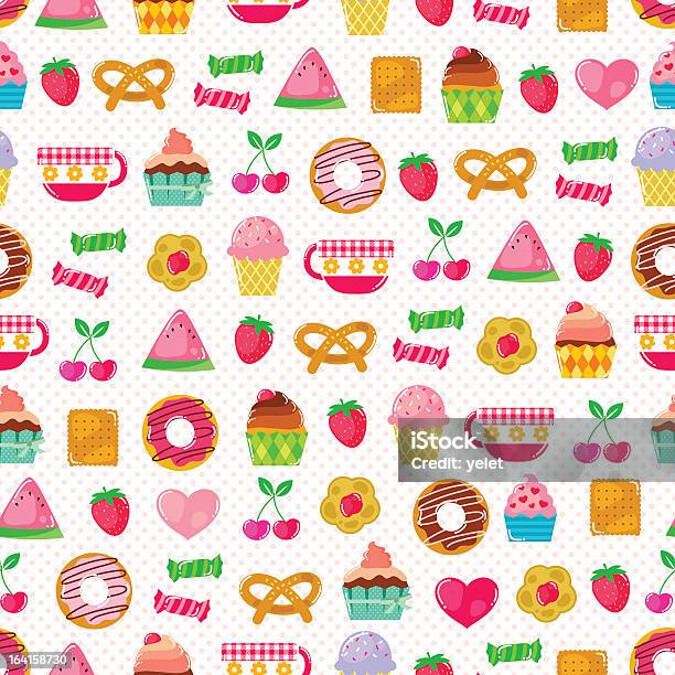 Sweet Pattern Stock Illustration - Download Image Now - Fruit, Backgrounds, Baked Pastry Item
