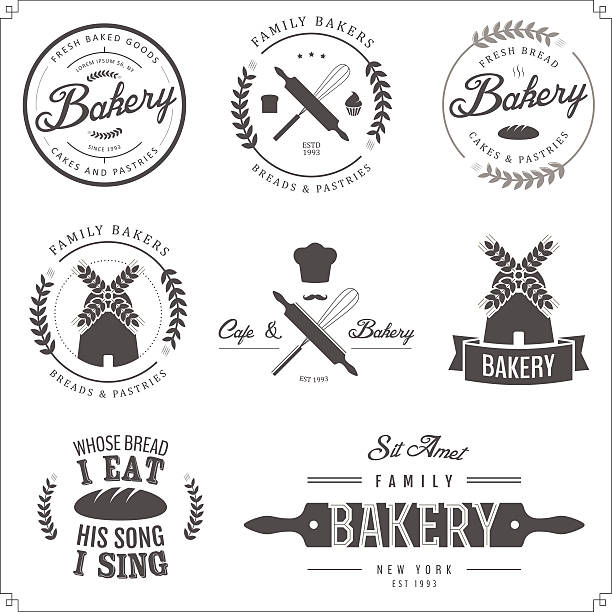 Vector illustration of bakery labels Set of bakery labels, badges and design elements. bread borders stock illustrations