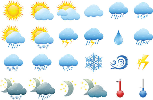 Color weather icons vector art illustration