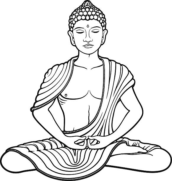 Young Buddha vector art illustration
