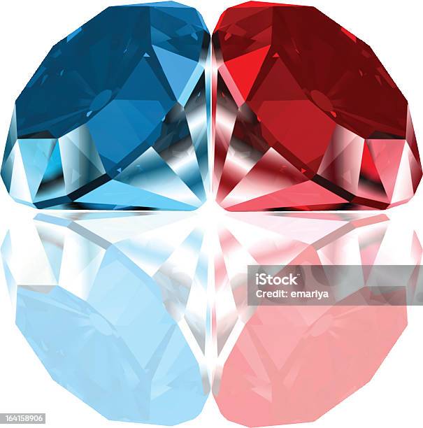 레드 및 블루 다이아몬드 벡터 반짝이는 귀금속에 대한 스톡 벡터 아트 및 기타 이미지 - 반짝이는 귀금속, 보석-자연 현상, 0명