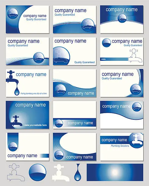 Vector illustration of Set of plumbing themed business card templates