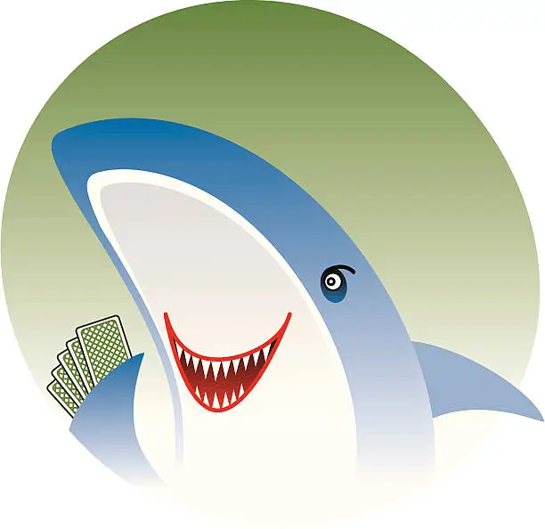 Vector illustration of Card shark with evil grin