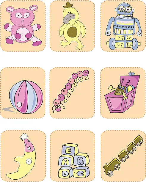 Vector illustration of baby toys