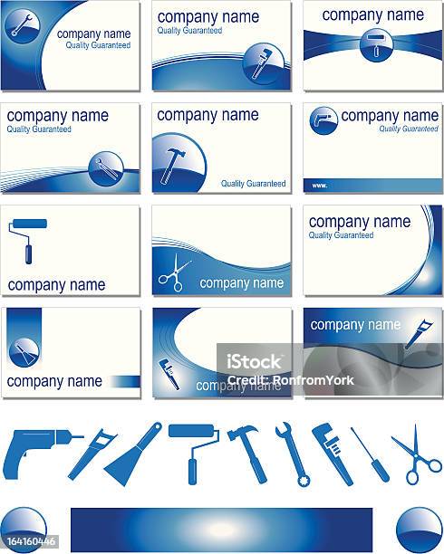 Mixed Trades Buiness Cards Stock Illustration - Download Image Now - Adjustable Wrench, Backgrounds, Blue