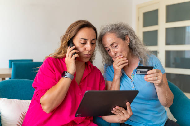 istock Senior woman realizes she was scammed while shopping online 1641605472