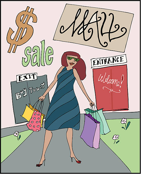 Woman Shopping vector art illustration