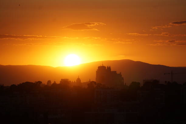 An amazin scene of sunset in park Cero del Tio Pio in Madrid.