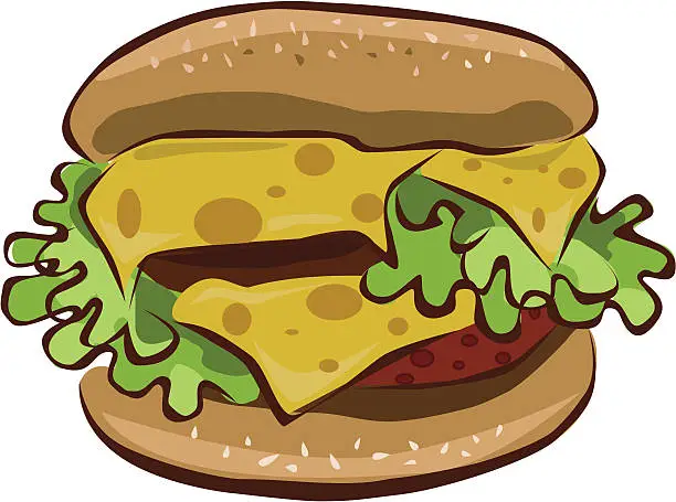 Vector illustration of appetizing cheeseburger