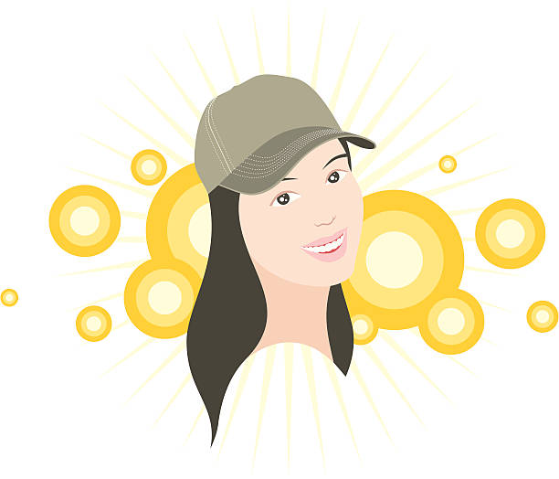 Girl in baseball cap vector art illustration