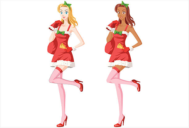 Santa Girl vector art illustration