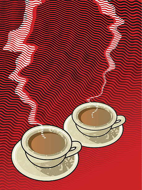 두 가지 티 - black tea dishware plate cup stock illustrations