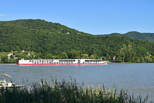 Boats on the river Danube at Visegrad city