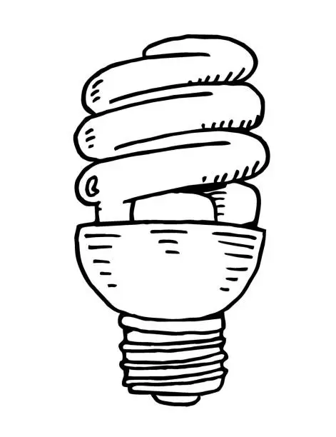 Vector illustration of Hand drawn Energy Efficient Lightbulb
