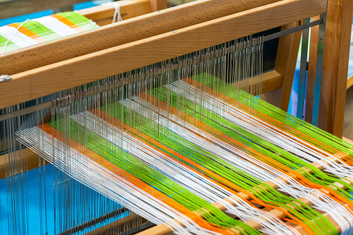 close up of loom. woven