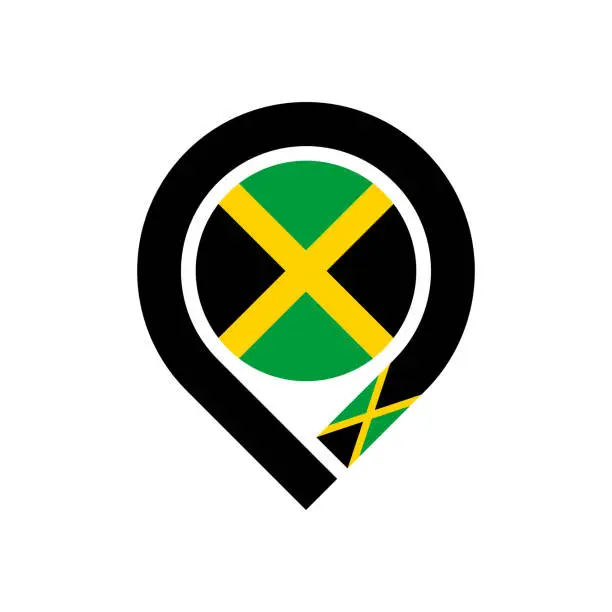 Vector illustration of jamaica flag map pin icon. vector illustration isolated on white background