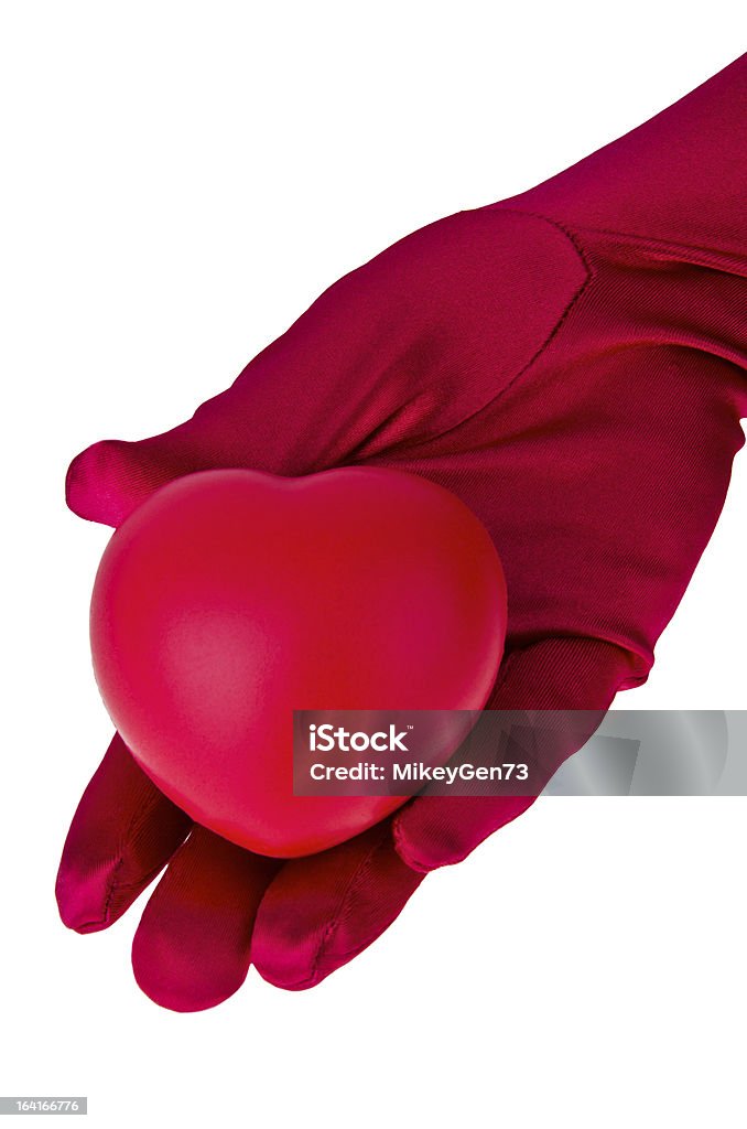 붉은 심장부에 있는 여자 손 - 로열티 프리 공단 스톡 사진