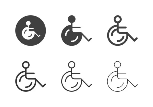 Vector illustration of Wheelchair Icons - Multi Series