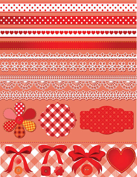 red scrapbook set vector art illustration