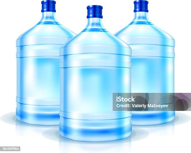 Vetores de Três Grandes Garrafas De Água Limpa e mais imagens de Azul - Azul, Barril, Bebedor
