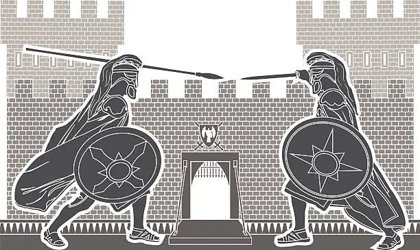 Vector illustration of fight of two knights