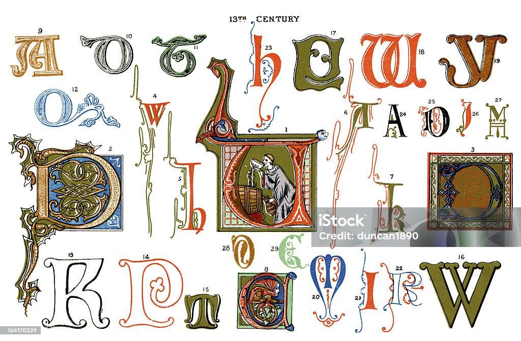 Medieval Illuminated Letters Stock Illustration - Download Image Now -  Circa 13Th Century, Typescript, Alphabet - Istock