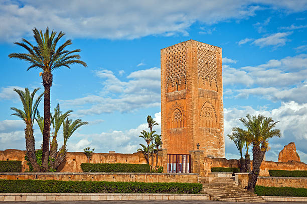 hassan tower in rabat morocco africa - rabat marocko bildbanksfoton och bilder