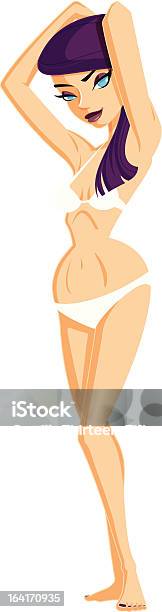 Ragazza Vettoriale In Un Bikini Bianco - Immagini vettoriali stock e altre immagini di Abbigliamento intimo - Abbigliamento intimo, Adulto, Arto - Parte del corpo