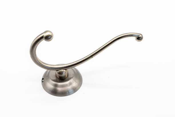 istock Stainless steel hook for hanging things in bathroom, kitchen and home on white isolated background 1641715563