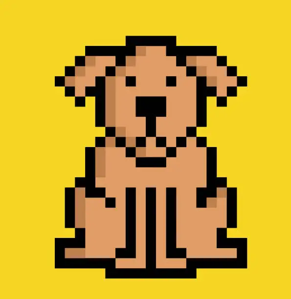 Vector illustration of Cartoon dog pixel style