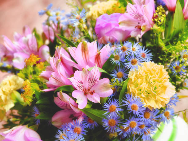 Bouquet with different kinds of flowers stock photo