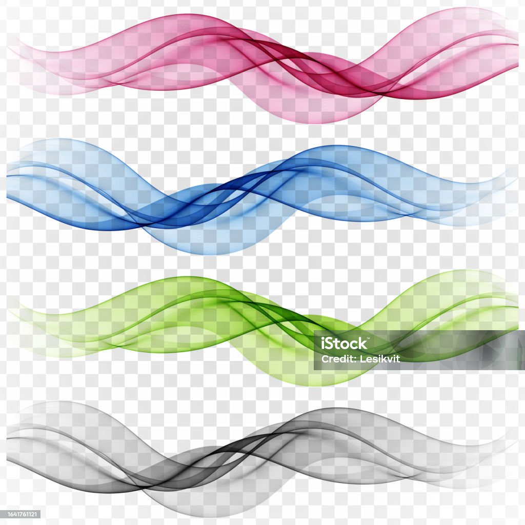 Transparent Wavy Design Element Set Abstract Vector Wave Stock ...