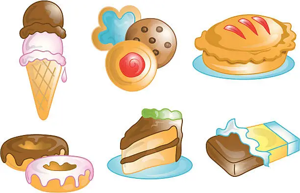 Vector illustration of Dessert food icons