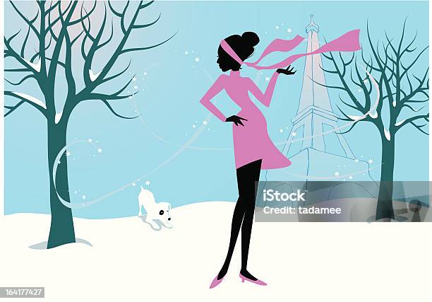 겨울맞이 Walk 여자에 대한 스톡 벡터 아트 및 기타 이미지 - 여자, 겨울, 바람