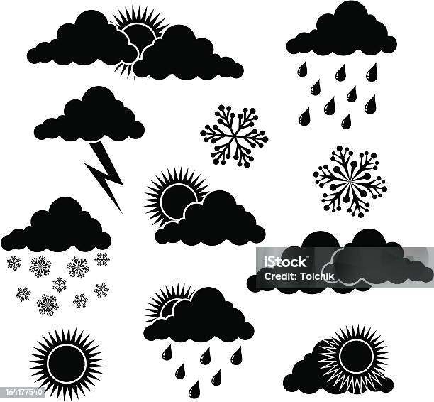 Ilustración de Clima Elementos De Diseño y más Vectores Libres de Derechos de Aire libre - Aire libre, Cielo despejado, Copo de nieve
