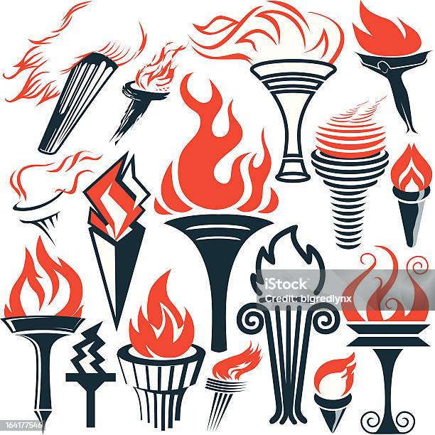 Design Elements Torches Stock Illustration - Download Image Now - Abstract, Burning, Classical Greek