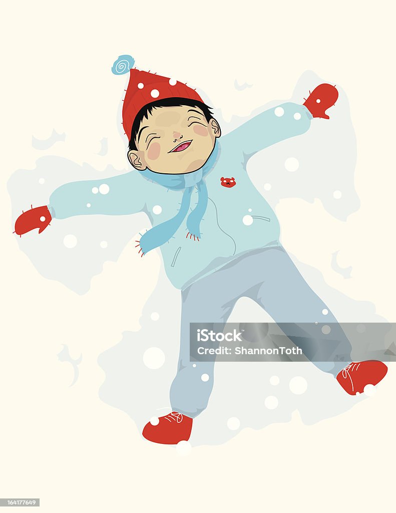 Child Snow Angel He's loving the snow Snow Angel stock vector