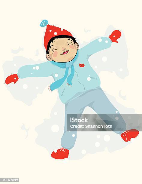Child Snow Angel Stock Illustration - Download Image Now - Snow Angel, Blue, Boot