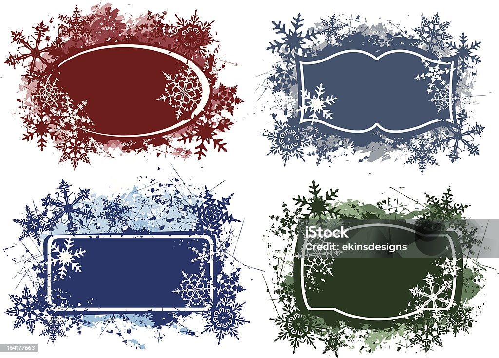 design Grunge Stile etichette o banner con fiocchi di neve - arte vettoriale royalty-free di A forma di stella