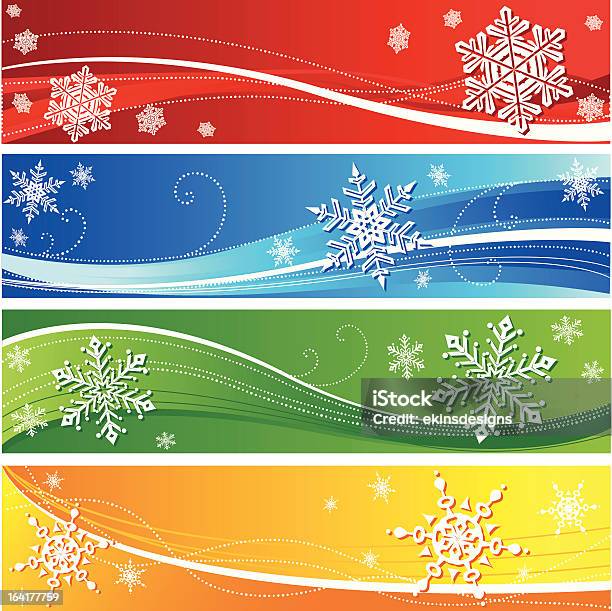 Floco De Neve De Inverno Banners - Arte vetorial de stock e mais imagens de Abstrato - Abstrato, Arte e Artesanato - Arte visual, Colorido