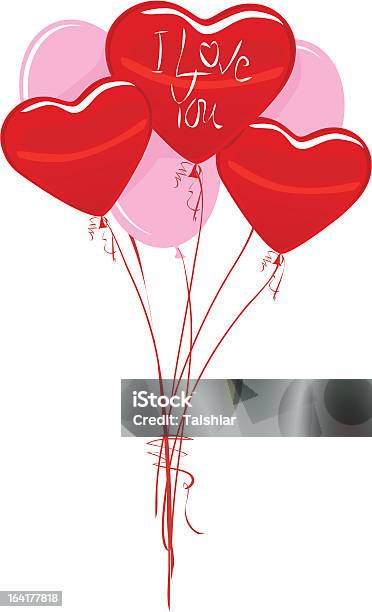 Valentines Day Heart Balloons Stock Illustration - Download Image Now - Anniversary, Balloon, Bouquet